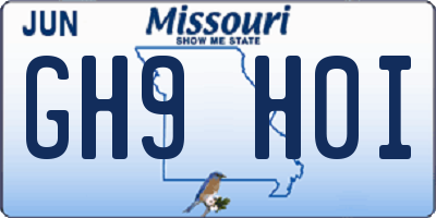 MO license plate GH9H0I
