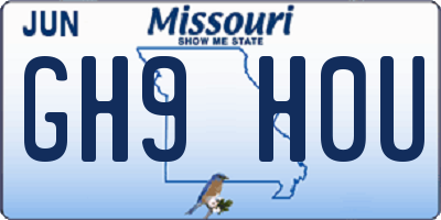 MO license plate GH9H0U