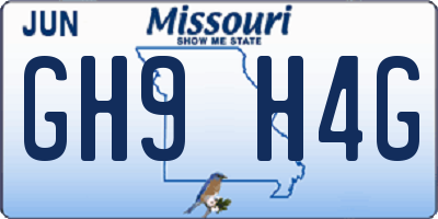 MO license plate GH9H4G