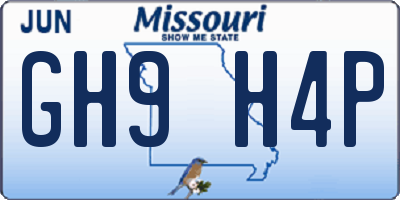 MO license plate GH9H4P