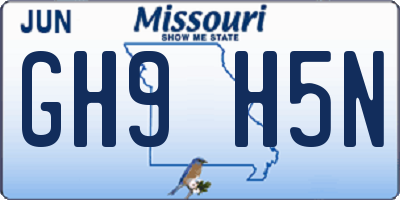 MO license plate GH9H5N