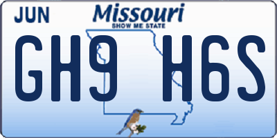 MO license plate GH9H6S