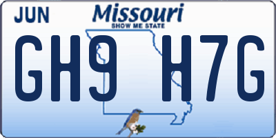 MO license plate GH9H7G