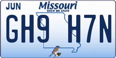MO license plate GH9H7N
