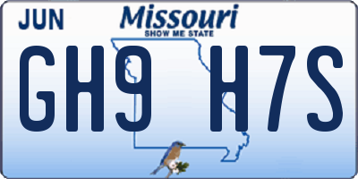 MO license plate GH9H7S