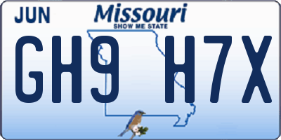 MO license plate GH9H7X