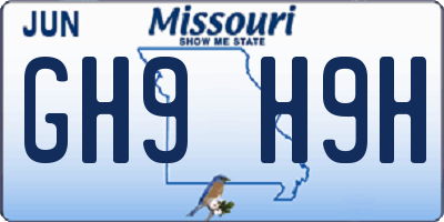 MO license plate GH9H9H
