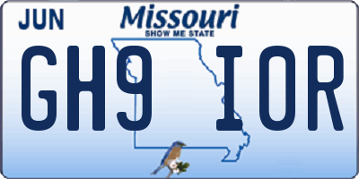 MO license plate GH9I0R