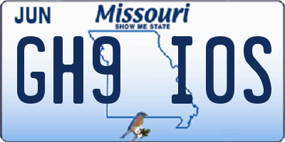 MO license plate GH9I0S