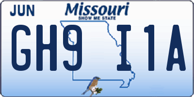MO license plate GH9I1A
