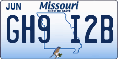 MO license plate GH9I2B