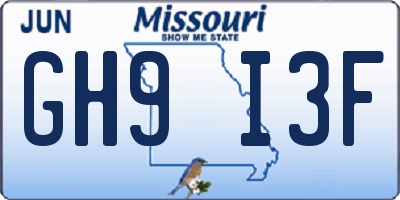 MO license plate GH9I3F