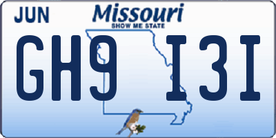 MO license plate GH9I3I