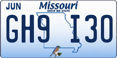 MO license plate GH9I3O