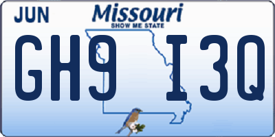 MO license plate GH9I3Q