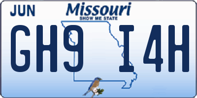 MO license plate GH9I4H