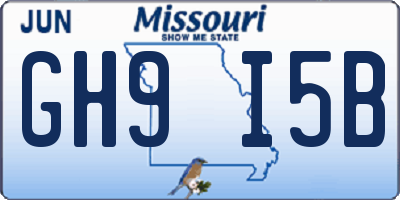 MO license plate GH9I5B