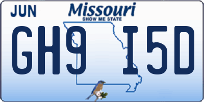 MO license plate GH9I5D
