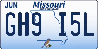 MO license plate GH9I5L