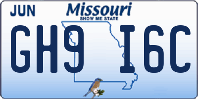 MO license plate GH9I6C