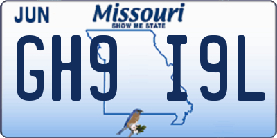 MO license plate GH9I9L