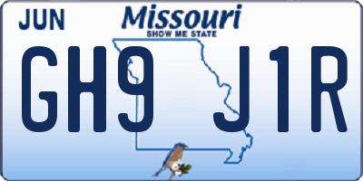 MO license plate GH9J1R