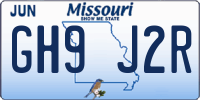 MO license plate GH9J2R