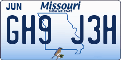 MO license plate GH9J3H