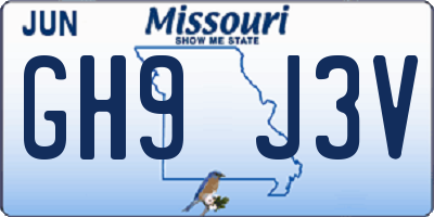 MO license plate GH9J3V