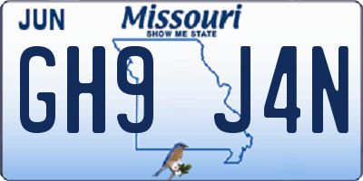 MO license plate GH9J4N