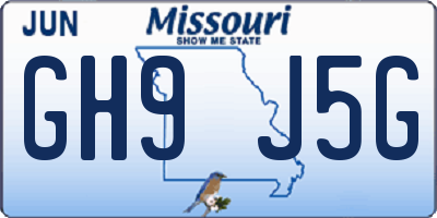 MO license plate GH9J5G