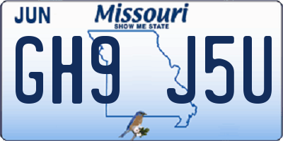 MO license plate GH9J5U