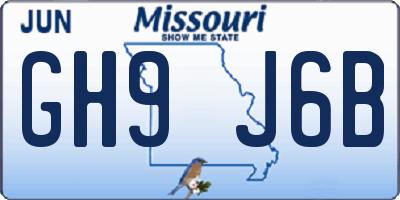 MO license plate GH9J6B