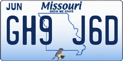 MO license plate GH9J6D