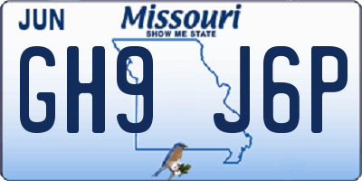 MO license plate GH9J6P