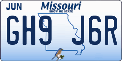 MO license plate GH9J6R