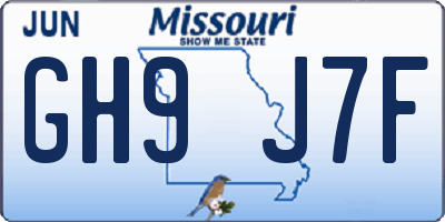 MO license plate GH9J7F