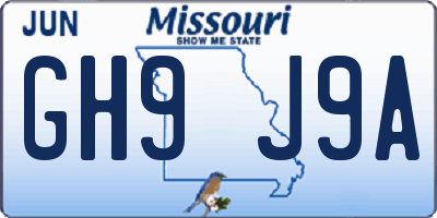 MO license plate GH9J9A