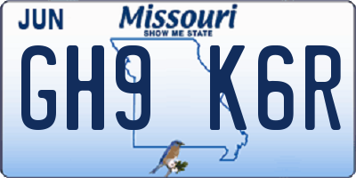 MO license plate GH9K6R