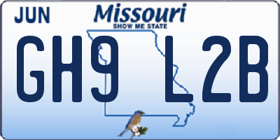 MO license plate GH9L2B