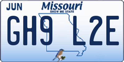 MO license plate GH9L2E