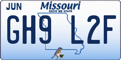MO license plate GH9L2F