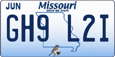 MO license plate GH9L2I