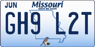 MO license plate GH9L2T