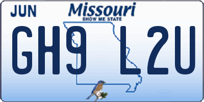 MO license plate GH9L2U