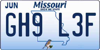MO license plate GH9L3F