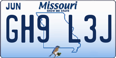 MO license plate GH9L3J