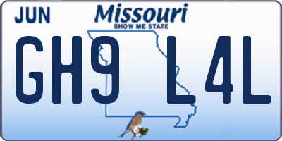 MO license plate GH9L4L