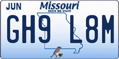 MO license plate GH9L8M