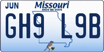 MO license plate GH9L9B